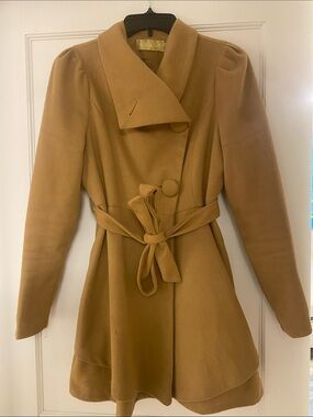 Women’s Camel Belted Wool-Blend Coat